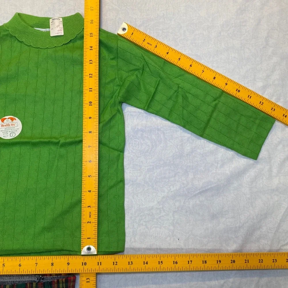 Vintage 1960s Health-Tex Little Lord Stuart Boys Outfit Plaid Shorts Set Sz 6/7
